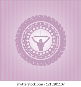 lat pull down, exercise icon inside vintage pink emblem