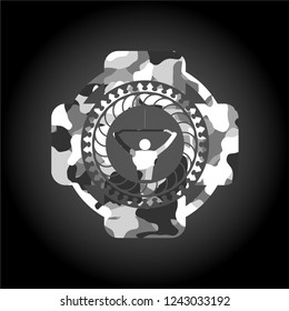 lat pull down, exercise icon on grey camo pattern