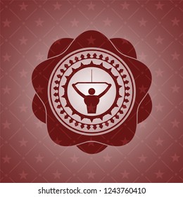 lat pull down, exercise icon inside realistic red emblem