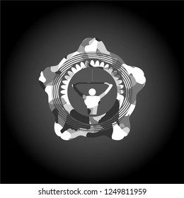 lat pull down, exercise icon inside grey camo texture
