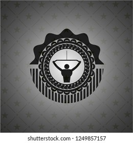 lat pull down, exercise icon inside realistic dark emblem