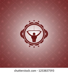 lat pull down, exercise icon inside retro red emblem