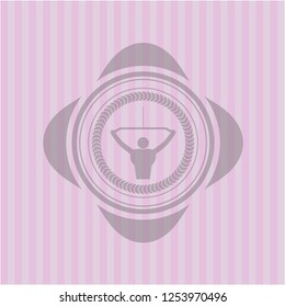 lat pull down, exercise icon inside pink emblem