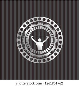 lat pull down, exercise icon inside silver emblem