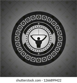 lat pull down, exercise icon inside realistic black emblem
