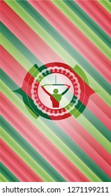 lat pull down, exercise icon inside christmas badge.