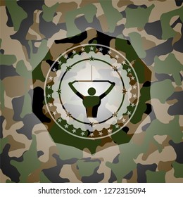 lat pull down, exercise icon inside camouflage texture