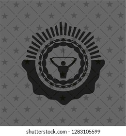 lat pull down, exercise icon inside dark badge