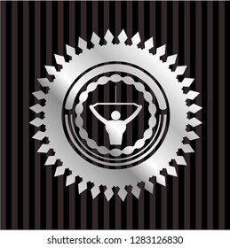 lat pull down, exercise icon inside silvery badge or emblem