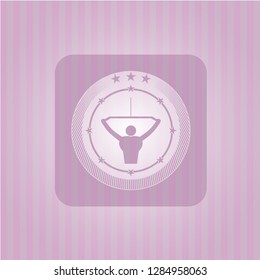 lat pull down, exercise icon inside pink icon or emblem