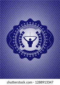 lat pull down, exercise icon inside jean background