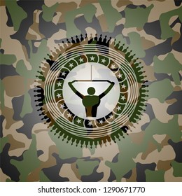 lat pull down, exercise icon on camouflaged pattern