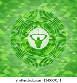 lat pull down, exercise icon inside realistic green mosaic emblem