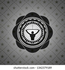 lat pull down, exercise icon inside dark emblem. Retro