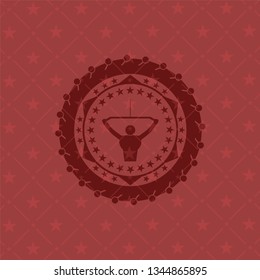 lat pull down, exercise icon inside retro style red emblem