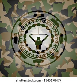 lat pull down, exercise icon on camouflage pattern