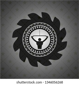 lat pull down, exercise icon inside realistic dark emblem