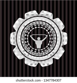 lat pull down, exercise icon inside silver badge