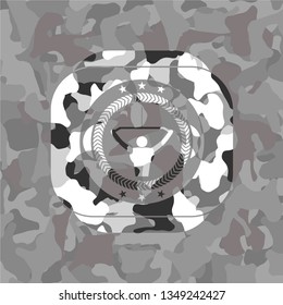 lat pull down, exercise icon inside grey camouflage texture