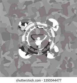 lat pull down, exercise icon on grey camouflage texture