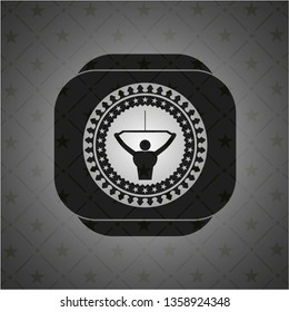 lat pull down, exercise icon inside dark emblem