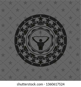 lat pull down, exercise icon inside dark badge