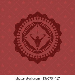 lat pull down, exercise icon inside retro red emblem