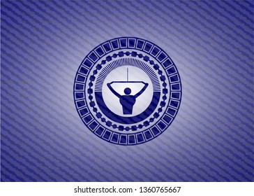 lat pull down, exercise icon with jean texture