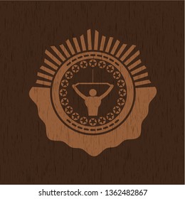 lat pull down, exercise icon inside wooden signboards