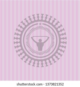 lat pull down, exercise icon inside pink emblem