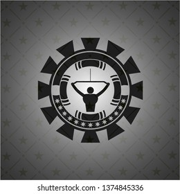 lat pull down, exercise icon inside realistic black emblem
