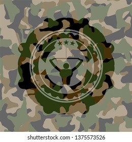 lat pull down, exercise icon on camo pattern