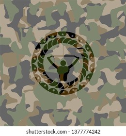lat pull down, exercise icon on camo pattern