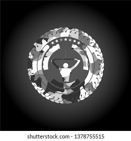lat pull down, exercise icon on grey camo pattern