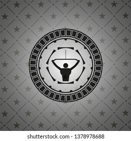 lat pull down, exercise icon inside dark emblem