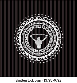 lat pull down, exercise icon inside silver emblem