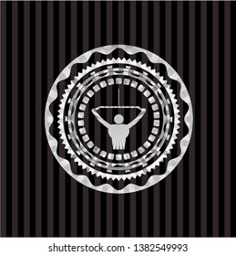 lat pull down, exercise icon inside silver badge or emblem