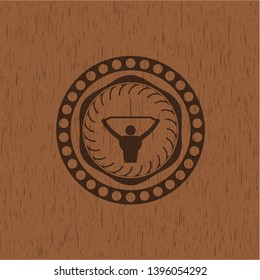 lat pull down, exercise icon inside wooden signboards