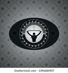 lat pull down, exercise icon inside realistic dark emblem