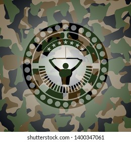 lat pull down, exercise icon on camouflaged pattern