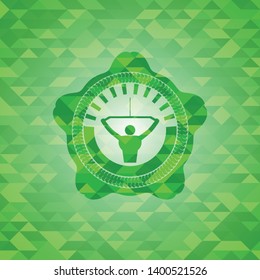 lat pull down, exercise icon inside realistic green mosaic emblem