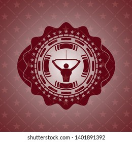 lat pull down, exercise icon inside retro style red emblem