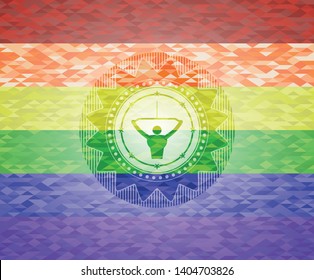 lat pull down, exercise icon inside lgbt colors emblem 