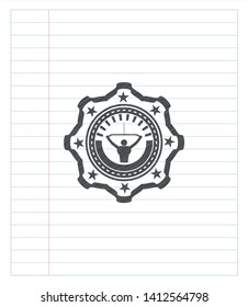 lat pull down, exercise icon pencil strokes emblem. Vector Illustration. Detailed.