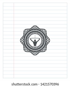 lat pull down, exercise icon draw (pencil strokes). Vector Illustration. Detailed.