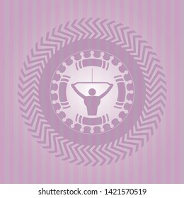 lat pull down, exercise icon inside pink icon or emblem