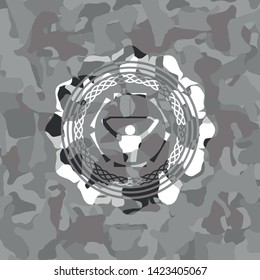 lat pull down, exercise icon on grey camo texture