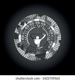 lat pull down, exercise icon on grey camo texture