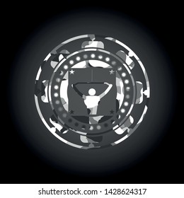 lat pull down, exercise icon inside grey camo texture