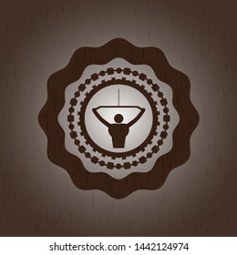 lat pull down, exercise icon inside wood badge or emblem